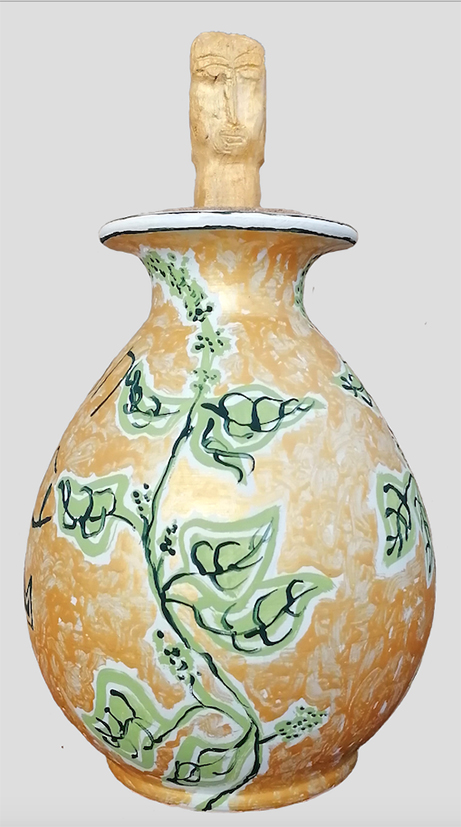 Vaso per erbe 26 x diametro 17 cm circa 2022 pittura su vaso di Caltagirone